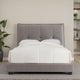 Amy Low Profile Queen Bed, Tufted Linen, Knife Edges, Gray