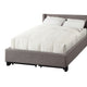 Amy Low Profile Queen Bed Tufted Linen Wide Storage Gray