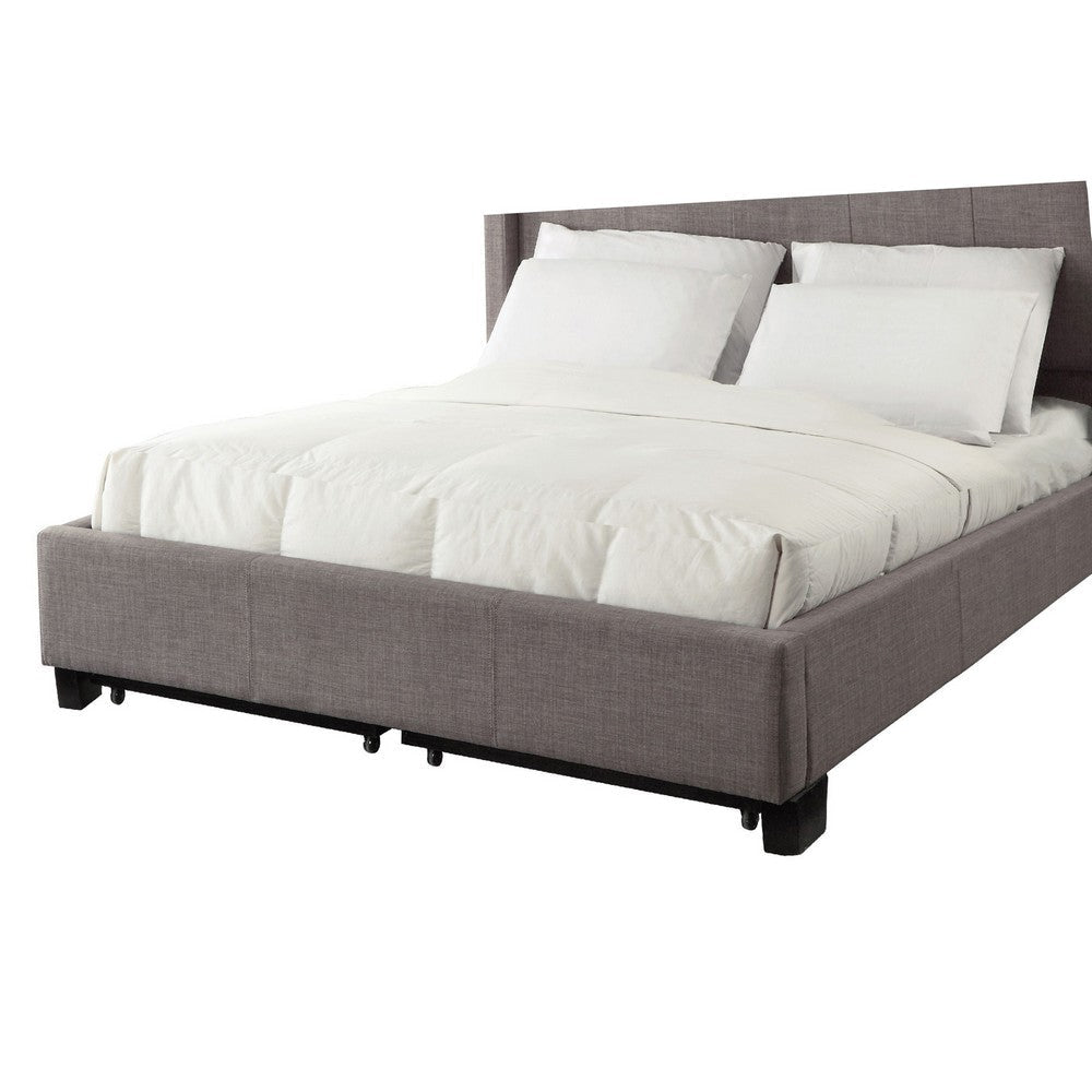 Amy Low Profile California King Bed Tufted Linen Wide Storage Gray BM273069