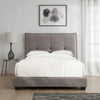 Amy Low Profile California King Bed, Tufted Linen, Wide Storage, Gray