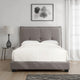 Amy Low Profile California King Bed, Tufted Linen, Wide Storage, Gray