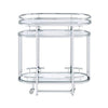 16 Inch Curved 2 Tier Serving Bar Cart with Tempered Glass Shelves Silver BM273224