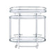 16 Inch Curved 2 Tier Serving Bar Cart with Tempered Glass Shelves Silver BM273224