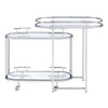 16 Inch Curved 2 Tier Serving Bar Cart with Tempered Glass Shelves Silver BM273224