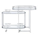 16 Inch Curved 2 Tier Serving Bar Cart with Tempered Glass Shelves Silver BM273224