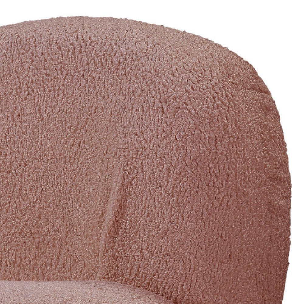 27 Inch Teddy Sherpa Fabric Curved Accent Chair Swivel Function Pink BM273228
