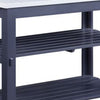 50 Inch Kitchen Island Faux Marble Top 2 Slatted Shelves Gray BM273248