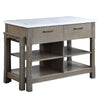 50 Inch Wood Kitchen Island, Faux Marble Top, Pull Out Table, Gray