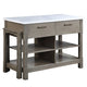 50 Inch Wood Kitchen Island, Faux Marble Top, Pull Out Table, Gray