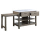 50 Inch Wood Kitchen Island Faux Marble Top Pull Out Table Gray BM273250