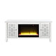 59 Inch Doe Mirrored TV Stand Timer Fireplace Acrylic Diamond Silver BM273255
