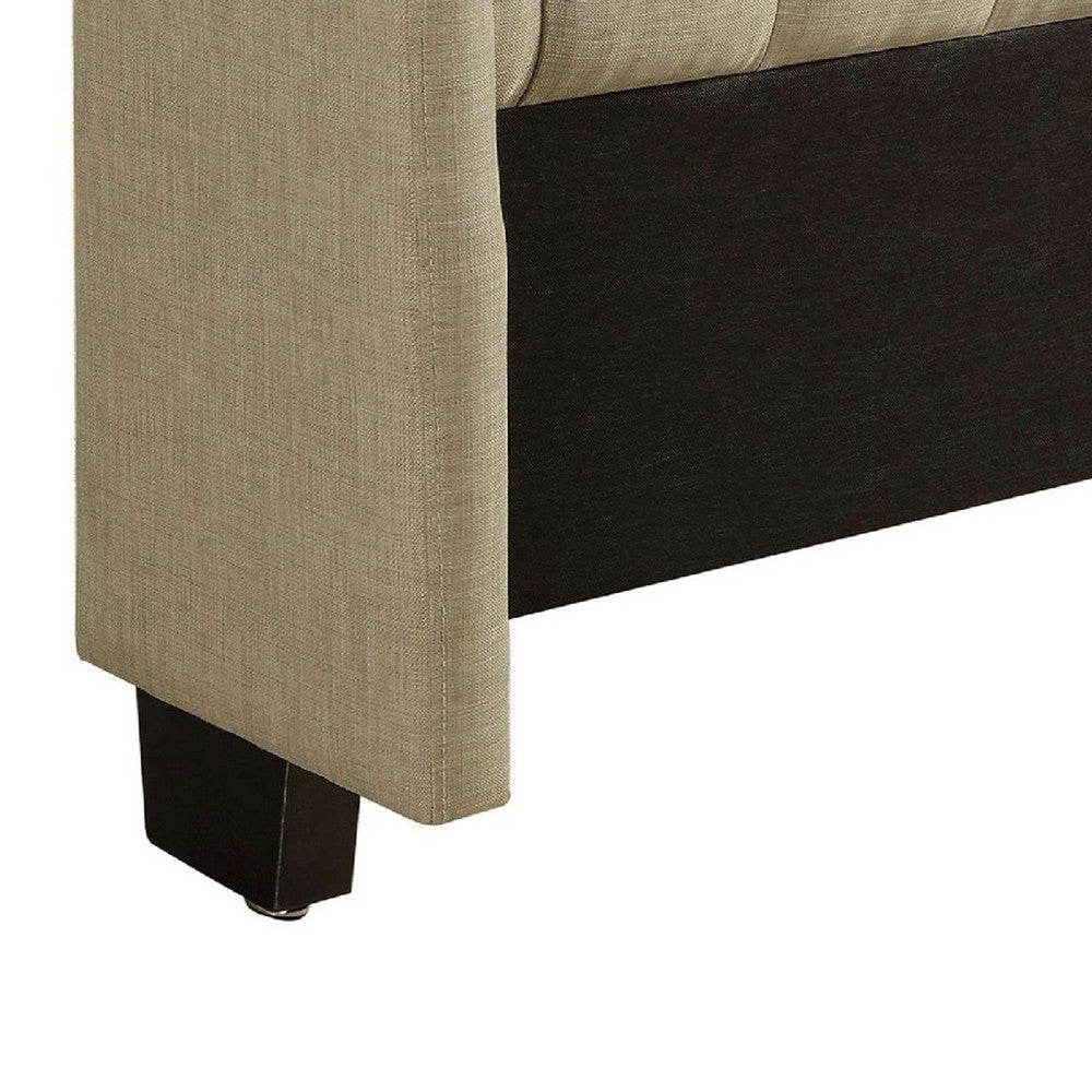 Pax Fabric Full Size Headboard Button Tufted Wingback Beige BM273256