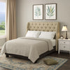 Pax Fabric Full Size Headboard, Button Tufted Wingback, Beige