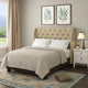 Pax Fabric Full Size Headboard, Button Tufted Wingback, Beige