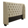 Pax Fabric Full Size Headboard, Button Tufted Wingback, Beige