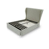 Shia Upholstered Storage Queen Bed Wing Headboard Skirted Panel Beige