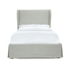 Shia Upholstered Queen Size Skirted Panel Bed with Wing Headboard Beige BM273291