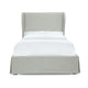 Shia Upholstered Queen Size Skirted Panel Bed with Wing Headboard Beige BM273291