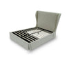 Shia Upholstered Queen Size Skirted Panel Bed with Wing Headboard Beige BM273291