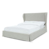Shia Upholstered Queen Size Skirted Panel Bed with Wing Headboard, Beige