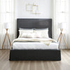 Cove Upholstered King Size Skirted Panel Bed with Storage, Black