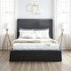 Cove Upholstered King Size Skirted Panel Bed with Storage, Black