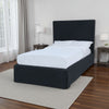 Cove Upholstered Queen Size Skirted Bed, Panel Headboard, Black