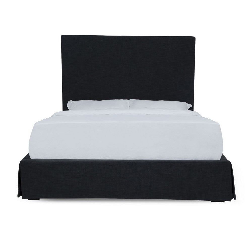 Cove Upholstered California King Size Skirted Bed Panel Headboard Black