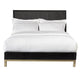 Carl Mahogany Wood Platform Queen Bed, Brass Metal Base, Oak Black, Gold