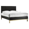 Carl Mahogany Wood Platform Queen Bed Brass Metal Base Oak Black Gold BM273343
