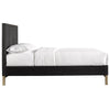 Carl Mahogany Wood Platform Queen Bed Brass Metal Base Oak Black Gold BM273343