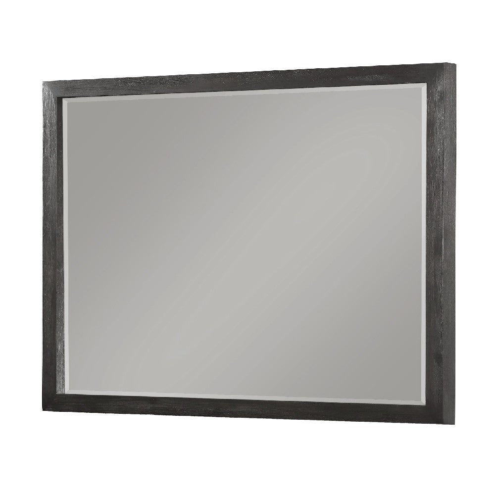 Jose 48 Inch Dresser Mirror with Acacia Wood Frame, Weathered Dark Gray