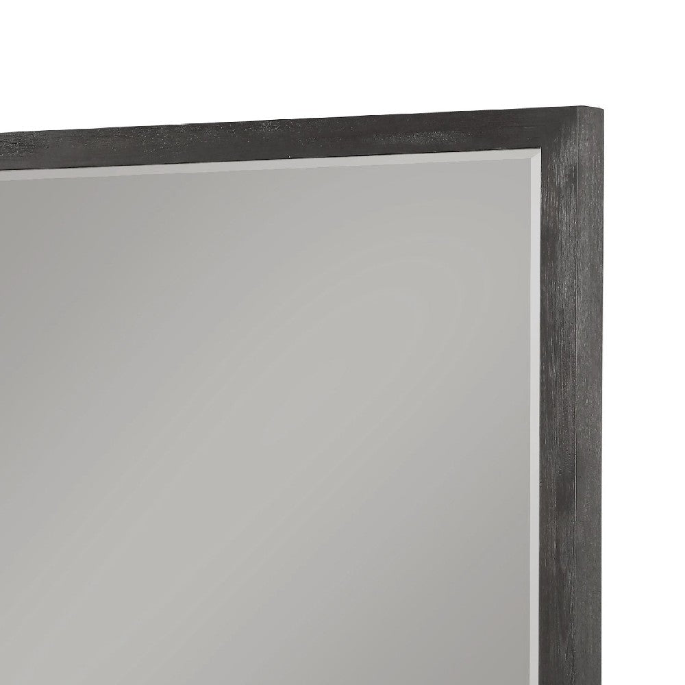 Jose 48 Inch Dresser Mirror with Acacia Wood Frame Weathered Dark Gray BM273365