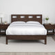 Yee Mahogany Wood Platform Queen Bed, Panel Cut Out Design, Dark Brown