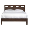 Yee Mahogany Wood Platform Queen Bed, Panel Cut Out Design, Dark Brown