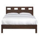 Yee Mahogany Wood Platform Queen Bed, Panel Cut Out Design, Dark Brown