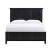 Neo Solid Mahogany Wood Low Profile Queen Bed Beveled Trim Top Black BM273371