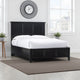 Neo Solid Mahogany Wood Low Profile Queen Bed, Beveled Trim Top, Black