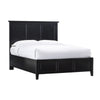 Neo Solid Mahogany Wood Low Profile Queen Bed, Beveled Trim Top, Black