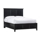 Neo Solid Mahogany Wood Low Profile Queen Bed, Beveled Trim Top, Black