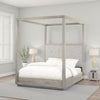 Kim Upholstered Solid Acacia Wood Platform Canopy Queen Bed, Heather Gray