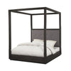 Jose Acacia Wood Tufted Platform King Canopy Bed, Dark Heather Gray