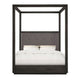 Jose Acacia Wood Tufted Platform Queen Canopy Bed Dark Heather Gray