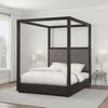 Jose Acacia Wood Tufted Platform Queen Canopy Bed, Dark Heather Gray
