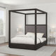 Jose Acacia Wood Tufted Platform Queen Canopy Bed, Dark Heather Gray