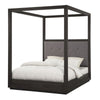 Jose Acacia Wood Tufted Platform Full Canopy Bed, Dark Heather Gray