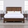 Pim Solid Acacia Wood Platform Queen Bed, Panel Headboard, Rustic Brown