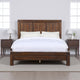 Pim Solid Acacia Wood Platform Queen Bed, Panel Headboard, Rustic Brown