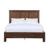 Pim Solid Acacia Wood Platform Queen Bed, Panel Headboard, Rustic Brown