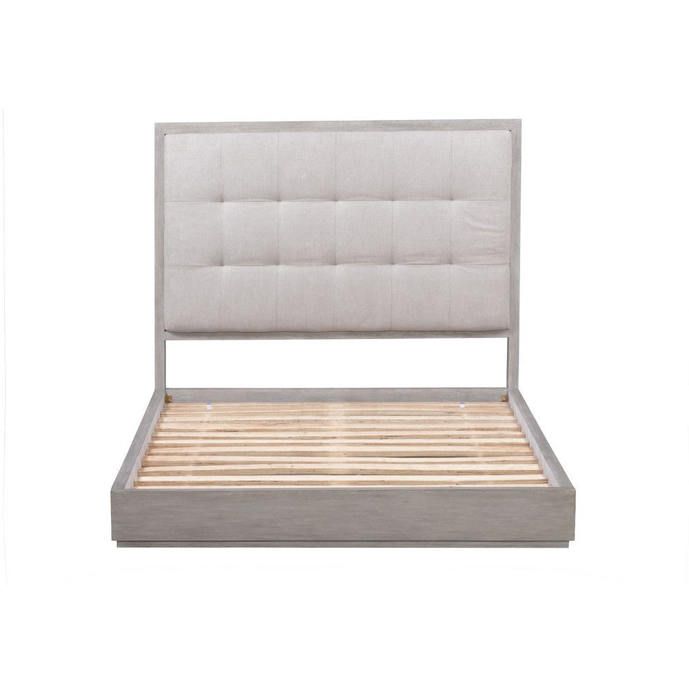 Kim Upholstered Solid Wood Platform California King Bed with Storage Gray BM273420